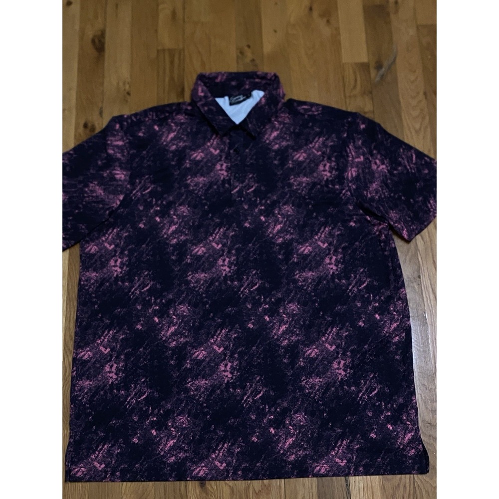 Sunday Swagger Polo Shirt Mens XL Pink Black Short Sleeve Cloud Performance Golf